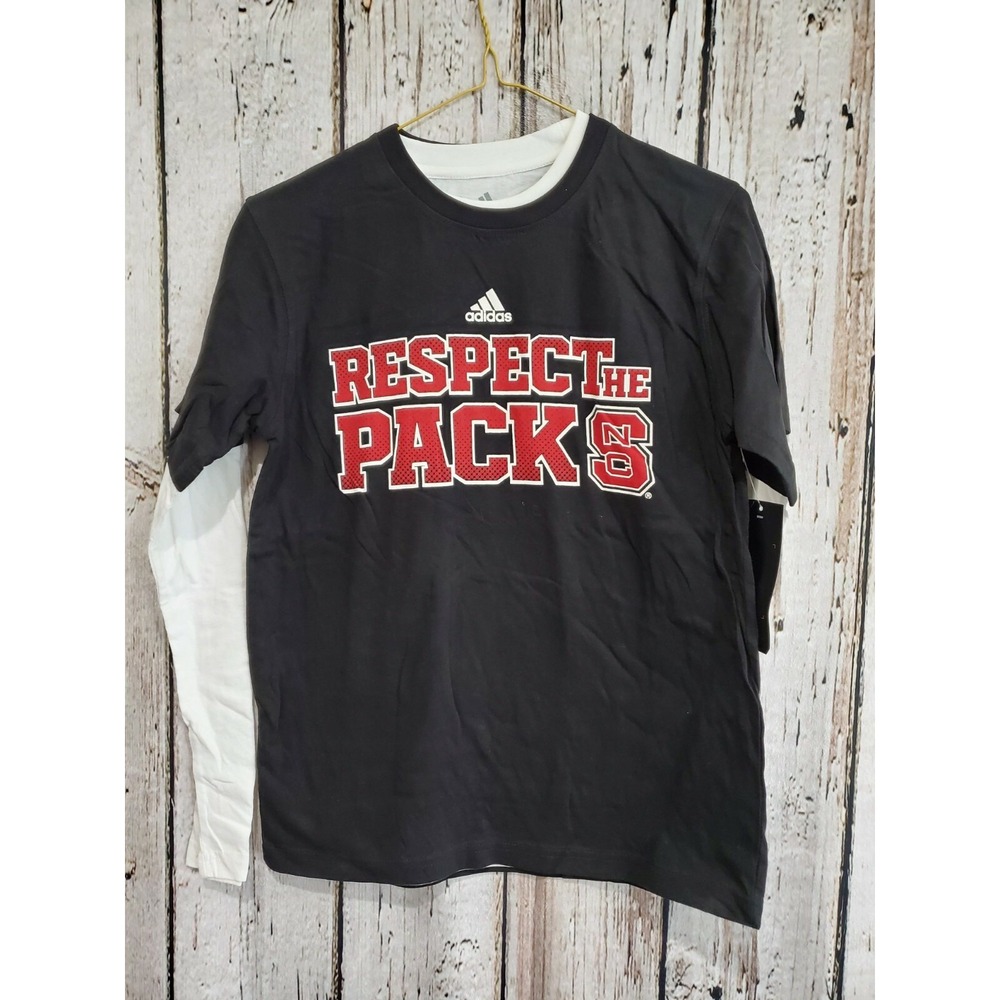 Adidas Youth Medium 10/12 NC State Wolfpack 2-in-1 Long Sleeve T-Shirt Shirts